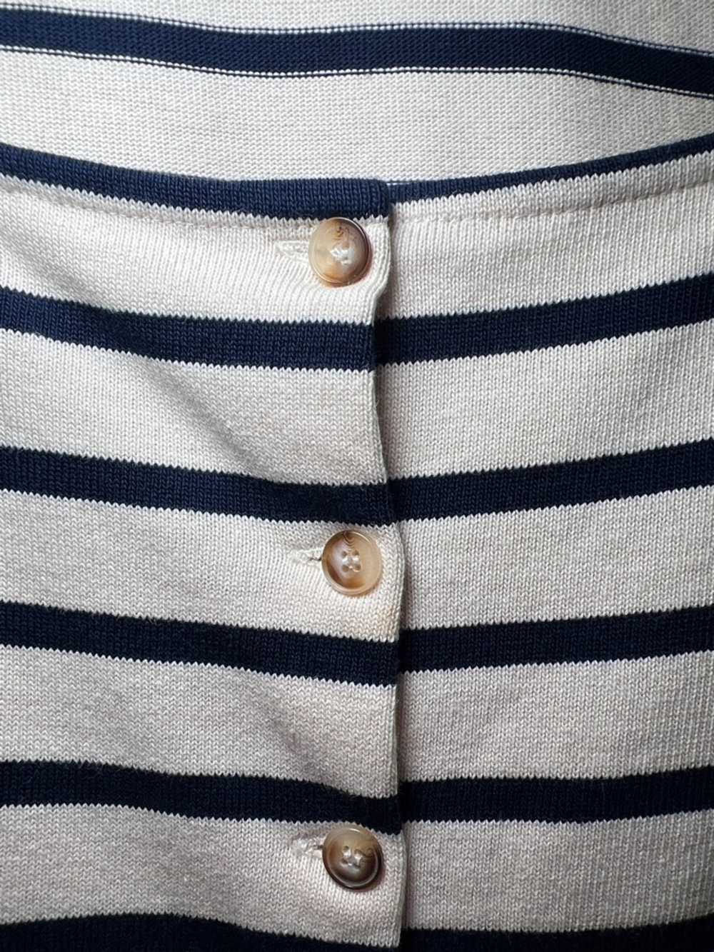 Sézane Women’s Large Navy White Striped 100% Cotton Boat Neck Button Down Shirt - Picture 5 of 10